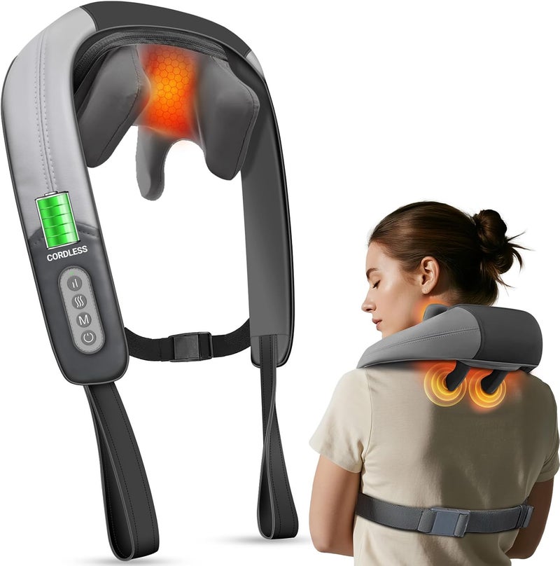 CuPiLo Neck Shoulder Massager with Heat -4D Expert Deep Tissue Kneading Massager, Rechargeable Massage for Neck, Shoulder,Traps and Back Pain Relief,Ideal Gift for Women,Men - Image 1